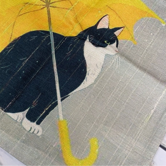 Eco-Friendly Black Cat with Yellow Umbrella Folding Tote Bag - Picture 8 of 12